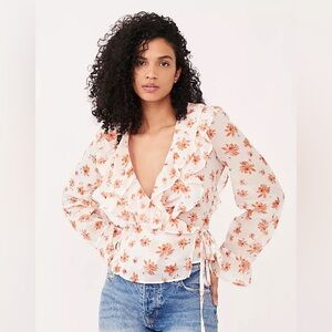 Free People Amanda Cotton Ruffled Wrap Top